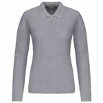 Piqué-damespolo lange mouwen, oxford grey — productfoto 33