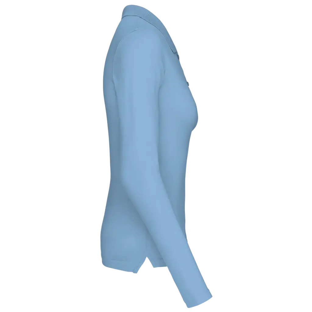 Piqué-damespolo lange mouwen, sky blue — productfoto 38