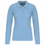 Piqué-damespolo lange mouwen, sky blue — productfoto 39