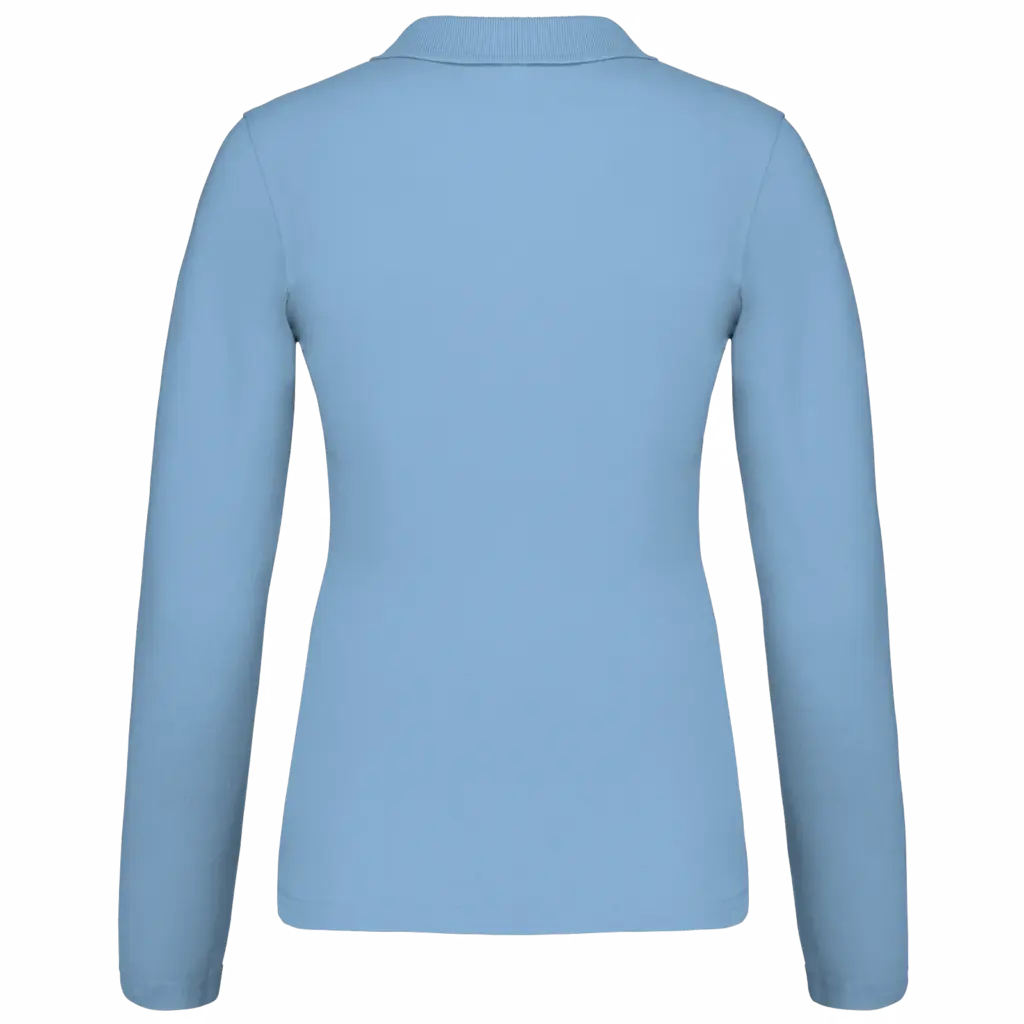 Piqué-damespolo lange mouwen, sky blue — productfoto 40