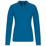 Piqué-damespolo lange mouwen, tropical blue — productfoto 42