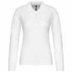 Piqué-damespolo lange mouwen, white — productfoto 45
