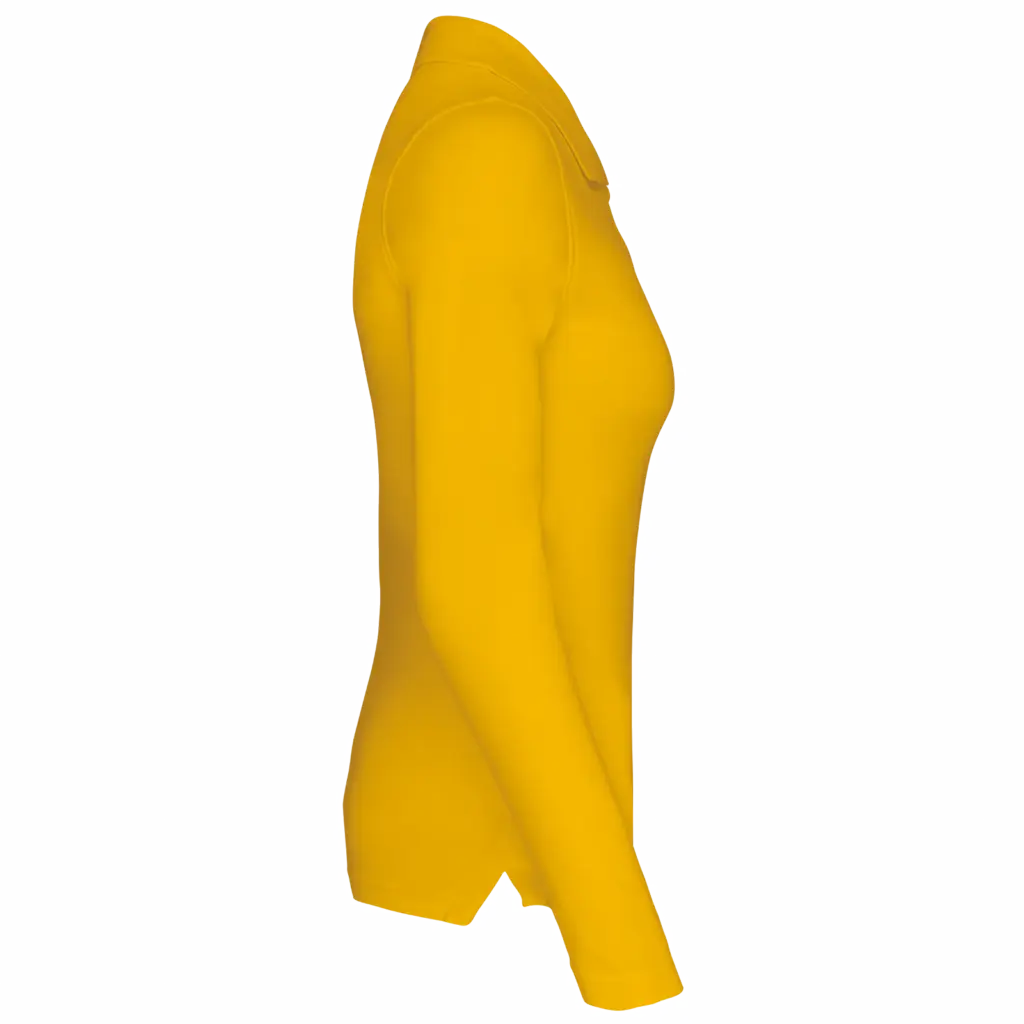 Piqué-damespolo lange mouwen, yellow — productfoto 50