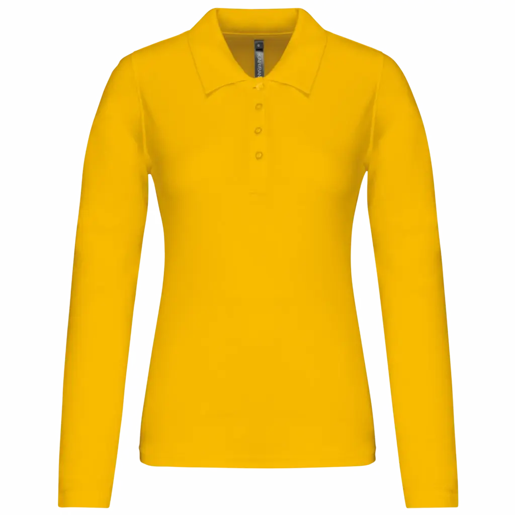 Piqué-damespolo lange mouwen, yellow — productfoto 51