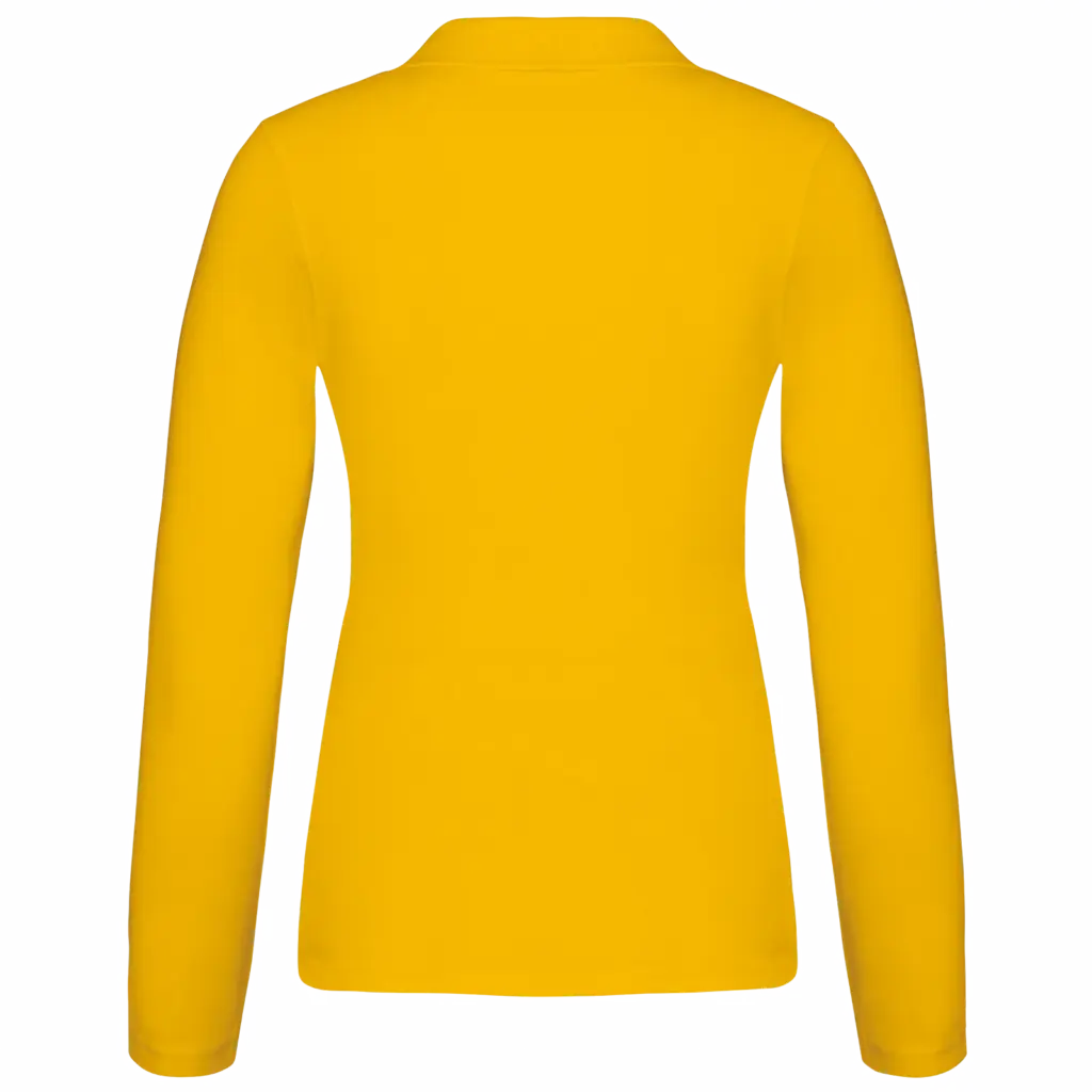 Piqué-damespolo lange mouwen, yellow — productfoto 52