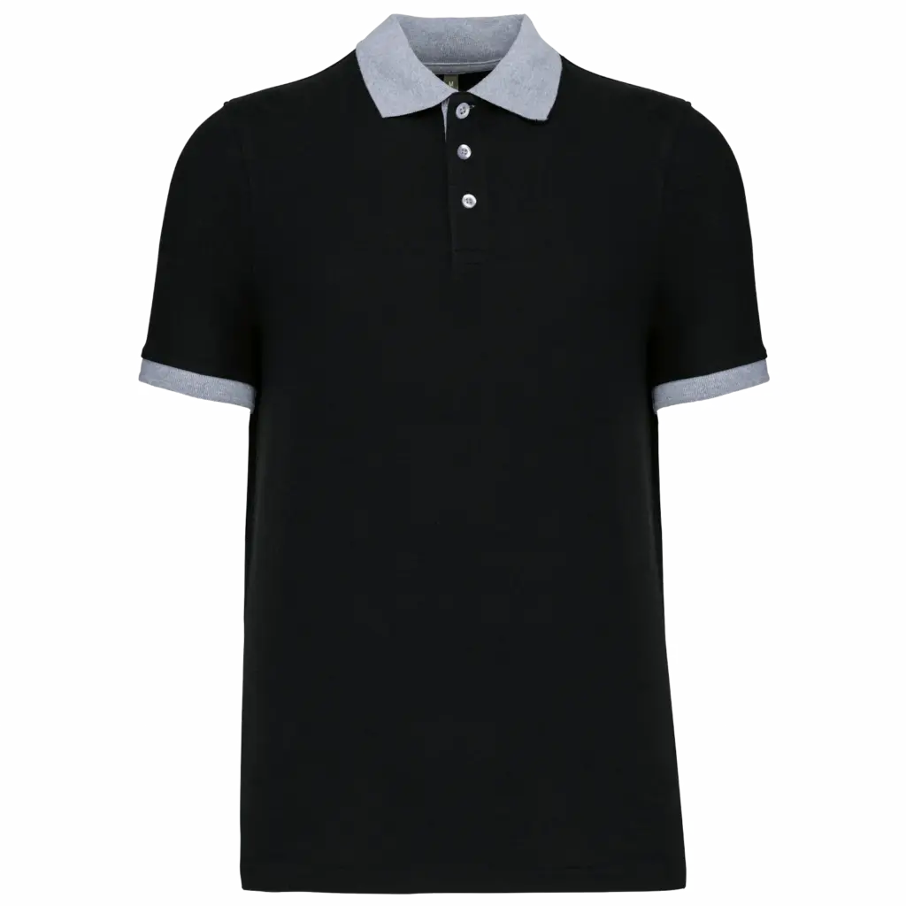 Piqué-herenpolo tweekleurig, black / oxford grey — productfoto 8