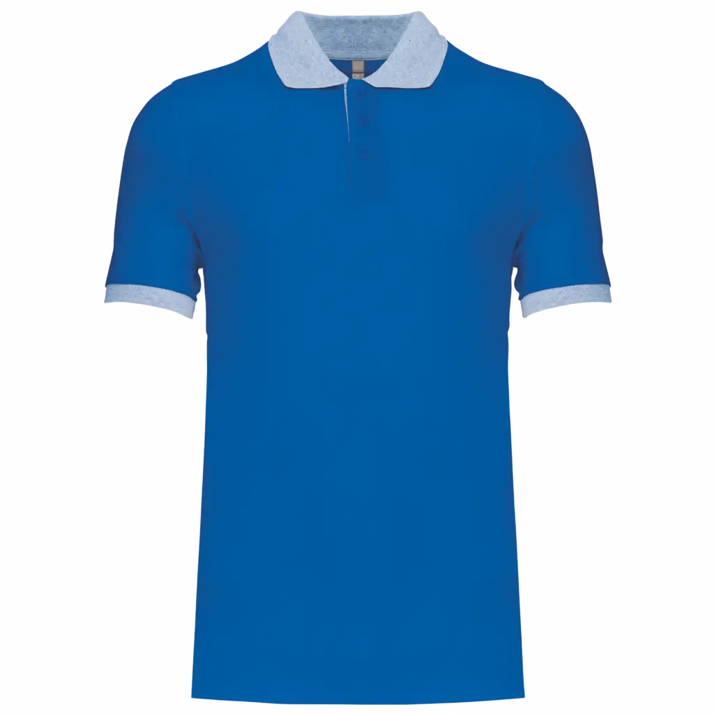 Piqué-herenpolo tweekleurig, light royal blue / oxford grey — productfoto 11
