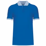 Piqué-herenpolo tweekleurig, light royal blue / oxford grey — productfoto 11