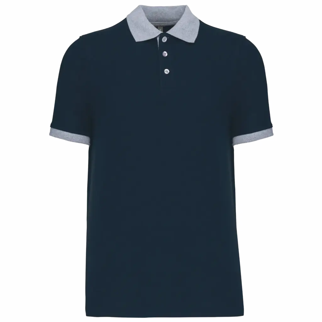 Piqué-herenpolo tweekleurig, navy / oxford grey — productfoto 14