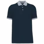 Piqué-herenpolo tweekleurig, navy / oxford grey — productfoto 14