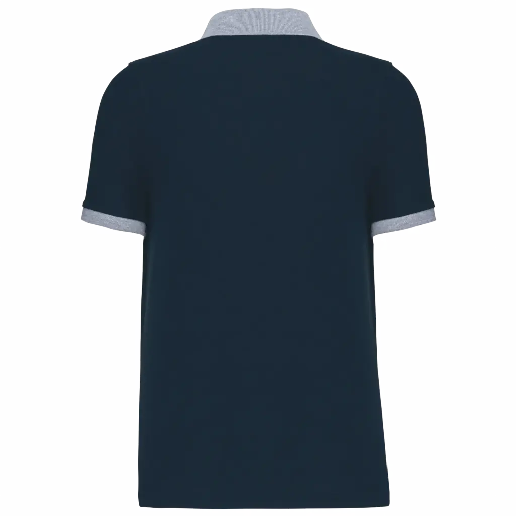 Piqué-herenpolo tweekleurig, navy / oxford grey — productfoto 15