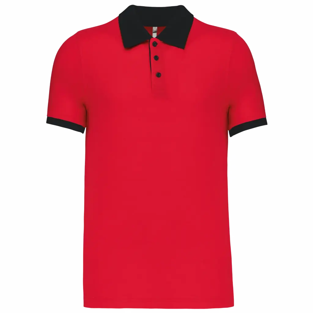Piqué-herenpolo tweekleurig, red / black — productfoto 17