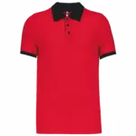 Piqué-herenpolo tweekleurig, red / black — productfoto 17