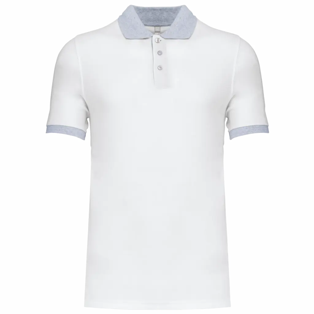 Piqué-herenpolo tweekleurig, white / oxford grey — productfoto 20
