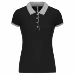 Piqué-damespolo tweekleurig, black / oxford grey — productfoto 7