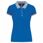 Piqué-damespolo tweekleurig, light royal blue / oxford grey — productfoto 10