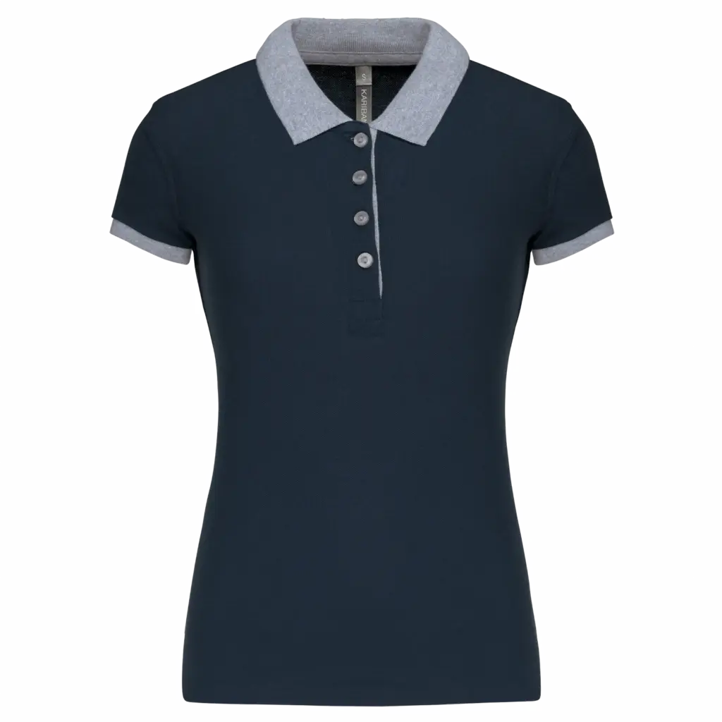 Piqué-damespolo tweekleurig, navy / oxford grey — productfoto 13