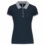Piqué-damespolo tweekleurig, navy / oxford grey — productfoto 13