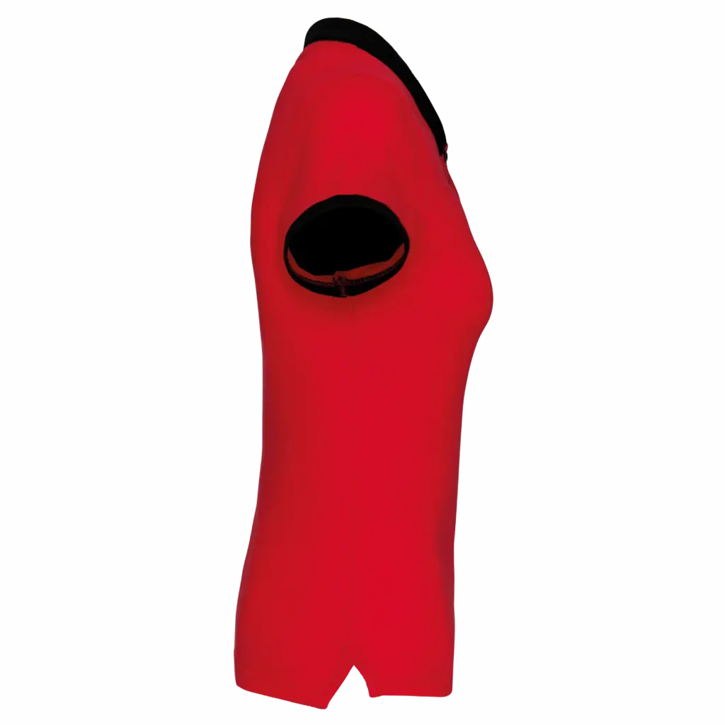 Piqué-damespolo tweekleurig, red / black — productfoto 15