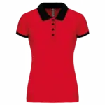 Piqué-damespolo tweekleurig, red / black — productfoto 16