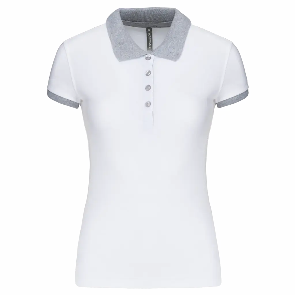 Piqué-damespolo tweekleurig, white / oxford grey — productfoto 19