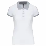 Piqué-damespolo tweekleurig, white / oxford grey — productfoto 19
