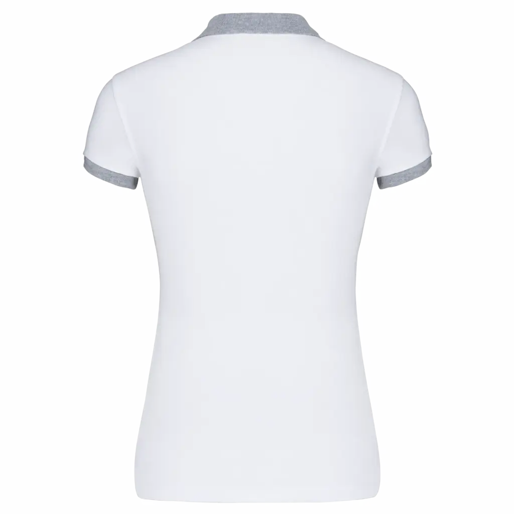 Piqué-damespolo tweekleurig, white / oxford grey — productfoto 20