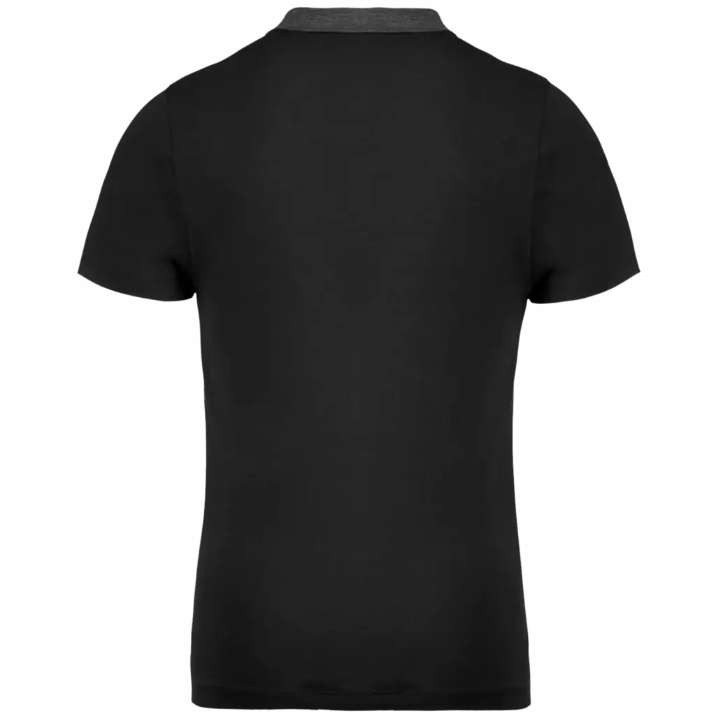 Tweekleurige herenpolo jersey, black / dark grey heather — productfoto 13