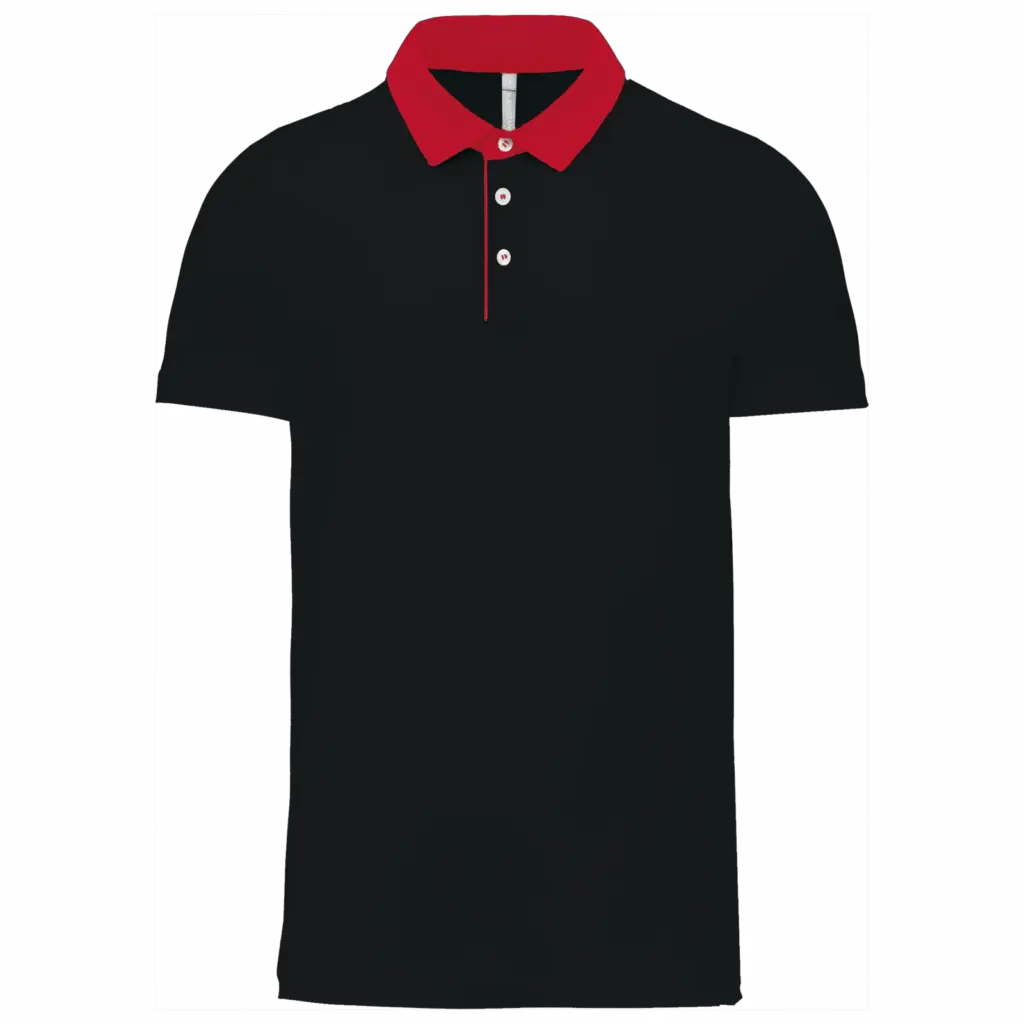 Tweekleurige herenpolo jersey, black / red — productfoto 15