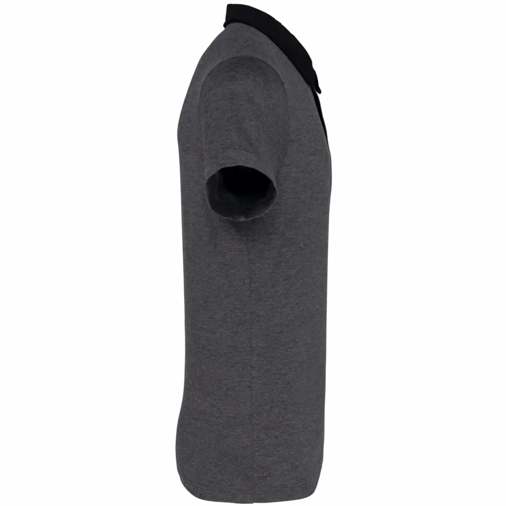 Tweekleurige herenpolo jersey, dark grey heather / black — productfoto 17