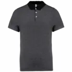 Tweekleurige herenpolo jersey, dark grey heather / black — productfoto 18