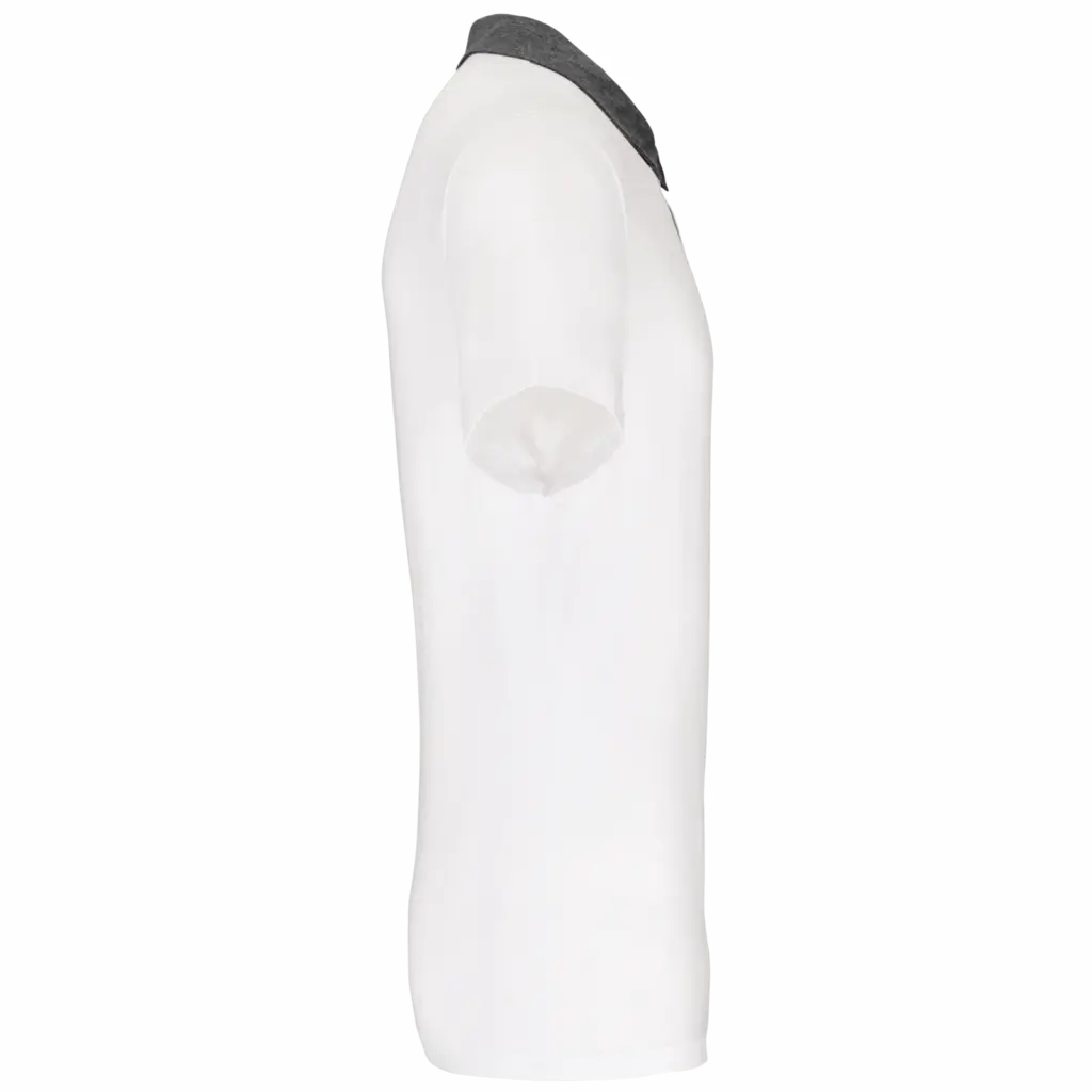 Tweekleurige herenpolo jersey, white / dark grey heather — productfoto 23
