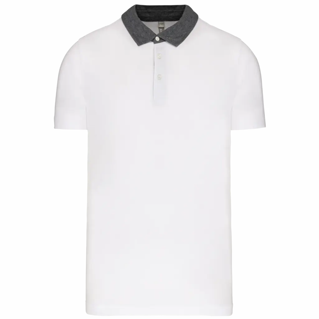 Tweekleurige herenpolo jersey, white / dark grey heather — productfoto 24