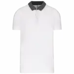 Tweekleurige herenpolo jersey, white / dark grey heather — productfoto 24