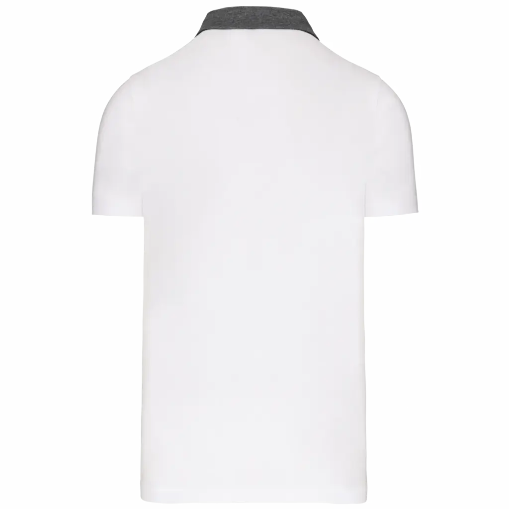 Tweekleurige herenpolo jersey, white / dark grey heather — productfoto 25