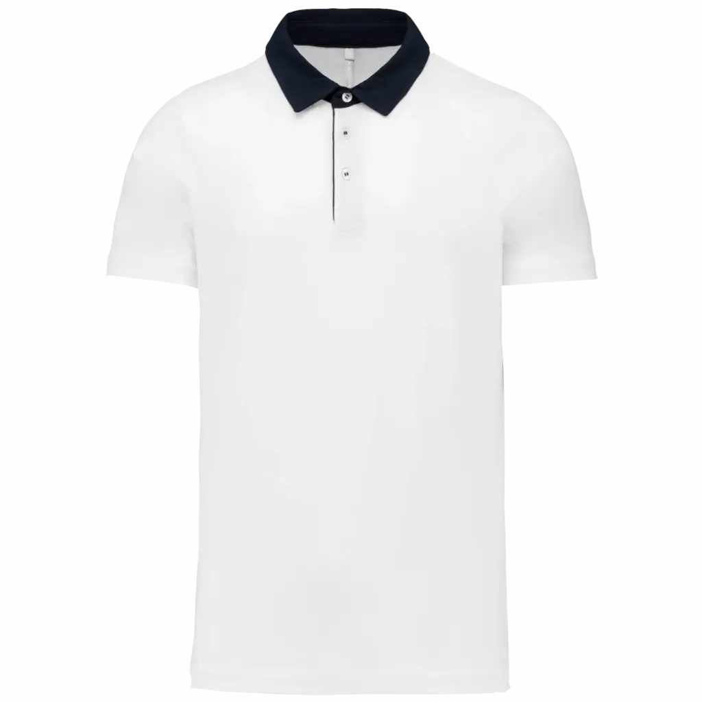 Tweekleurige herenpolo jersey, white / navy — productfoto 27