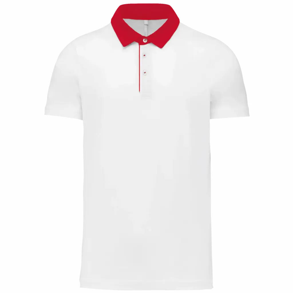 Tweekleurige herenpolo jersey, white / red — productfoto 30