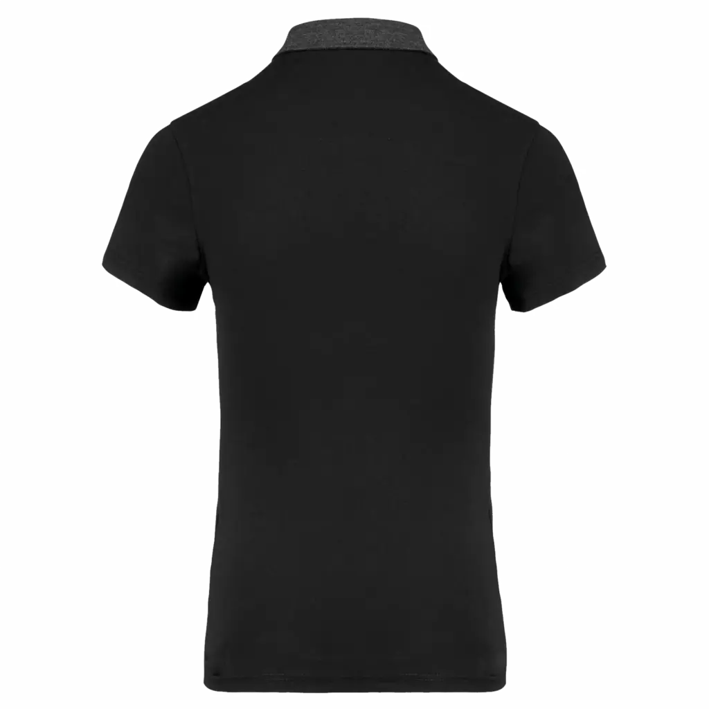 PS_K261-B_BLACK-DARKGREYHEATHER - Hidalgo-werbeartikel Tweekleurige damespolo jersey, black / dark grey heather — productfoto 5