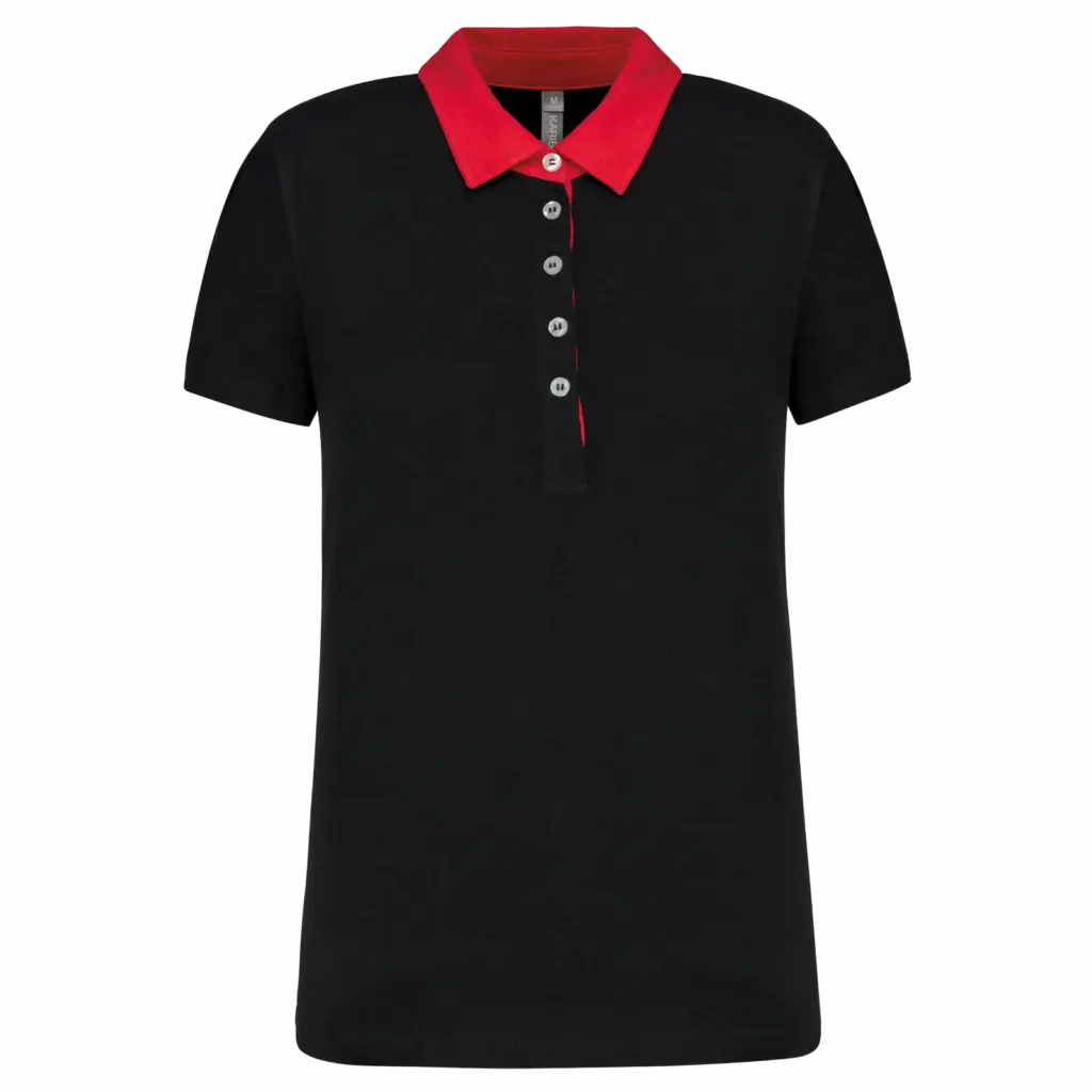 PS_K261_BLACK-RED - Hidalgo-werbeartikel Tweekleurige damespolo jersey, black / red — productfoto 7