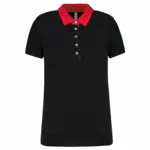 PS_K261_BLACK-RED - Hidalgo-werbeartikel Tweekleurige damespolo jersey, black / red — productfoto 7