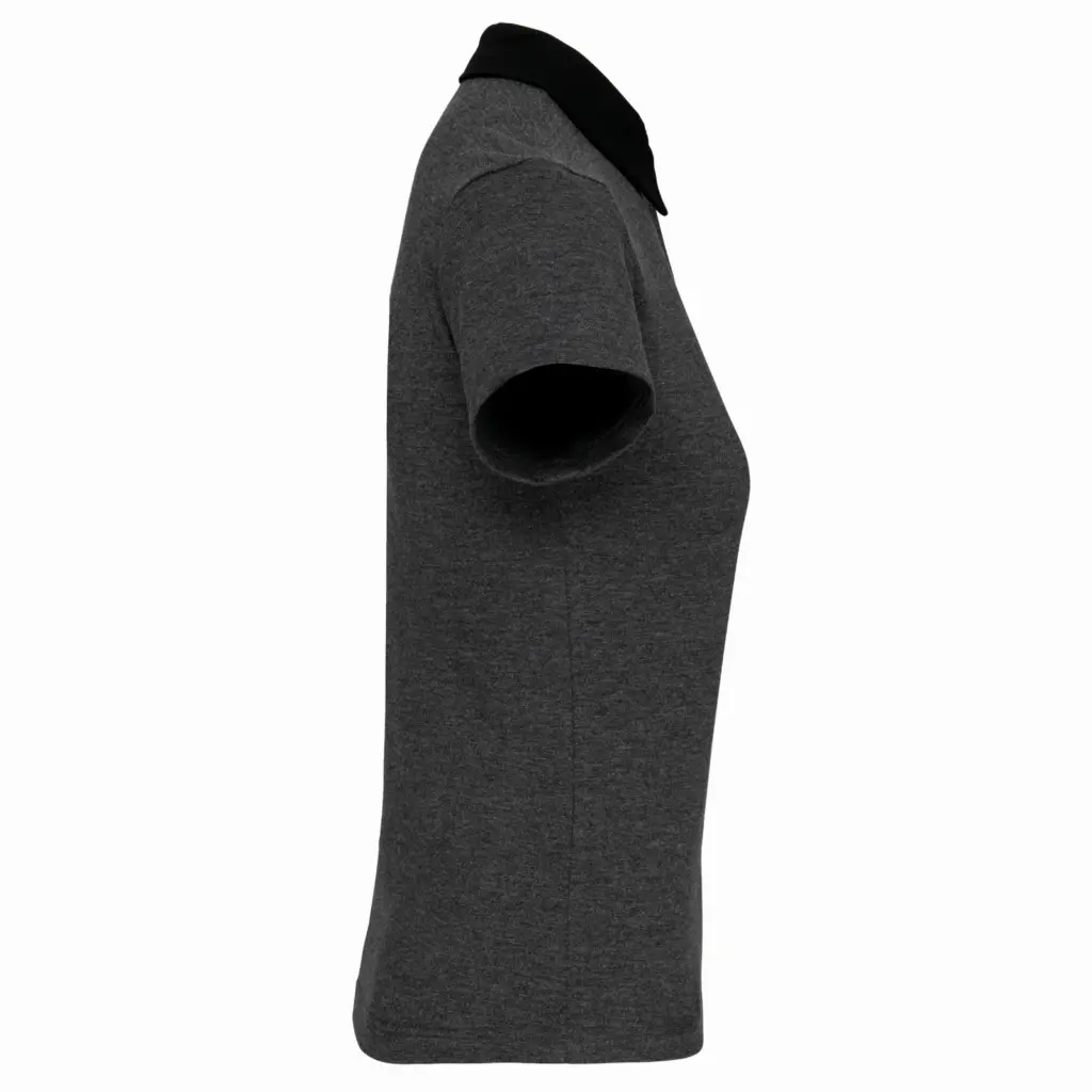 PS_K261-S_DARKGREYHEATHER-BLACK - Hidalgo-werbeartikel Tweekleurige damespolo jersey, dark grey heather / black — productfoto 9