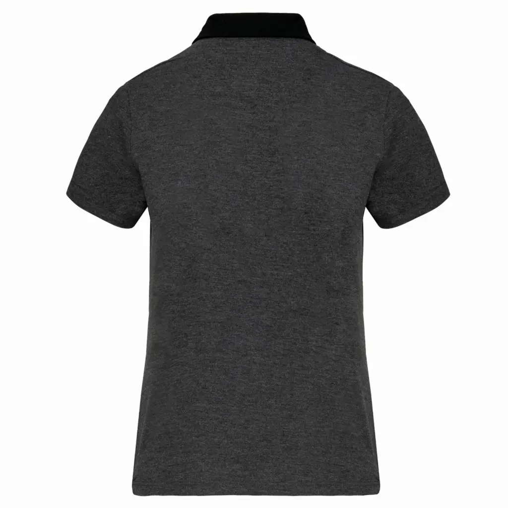 PS_K261-B_DARKGREYHEATHER-BLACK - Hidalgo-werbeartikel Tweekleurige damespolo jersey, dark grey heather / black — productfoto 11