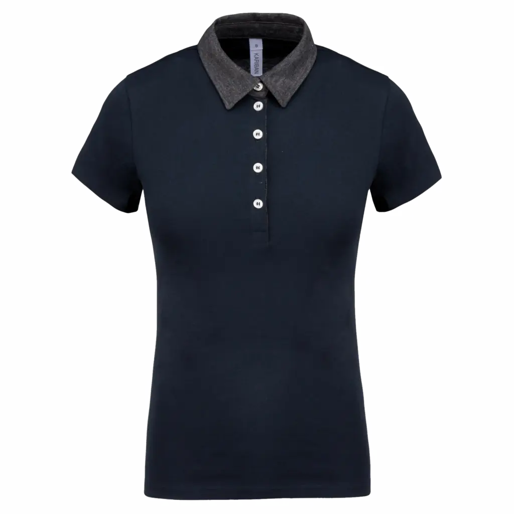 PS_K261_NAVY-DARKGREYHEATHER - Hidalgo-werbeartikel Tweekleurige damespolo jersey, navy / dark grey heather — productfoto 12