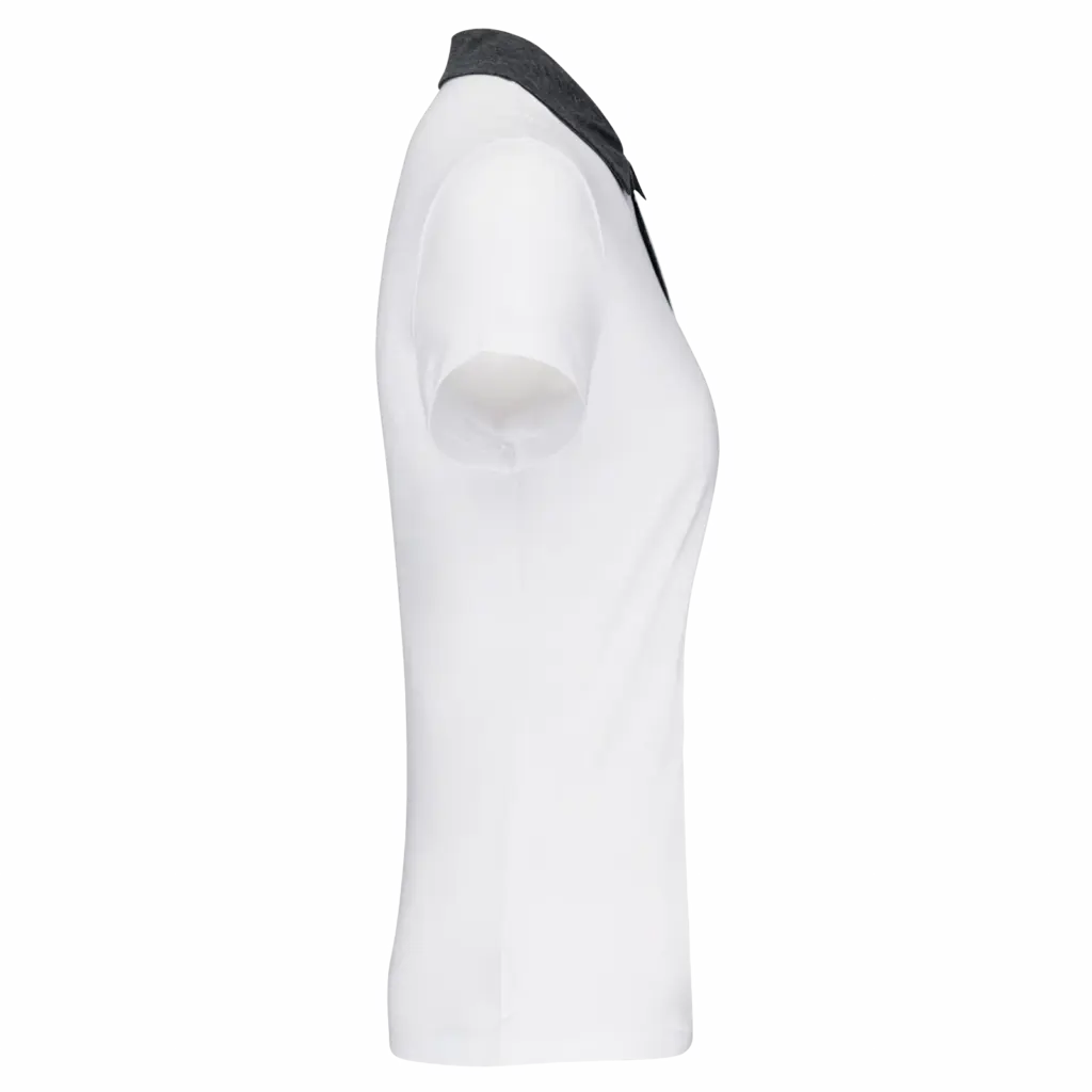 PS_K261-S_WHITE-DARKGREYHEATHER - Hidalgo-werbeartikel Tweekleurige damespolo jersey, white / dark grey heather — productfoto 14