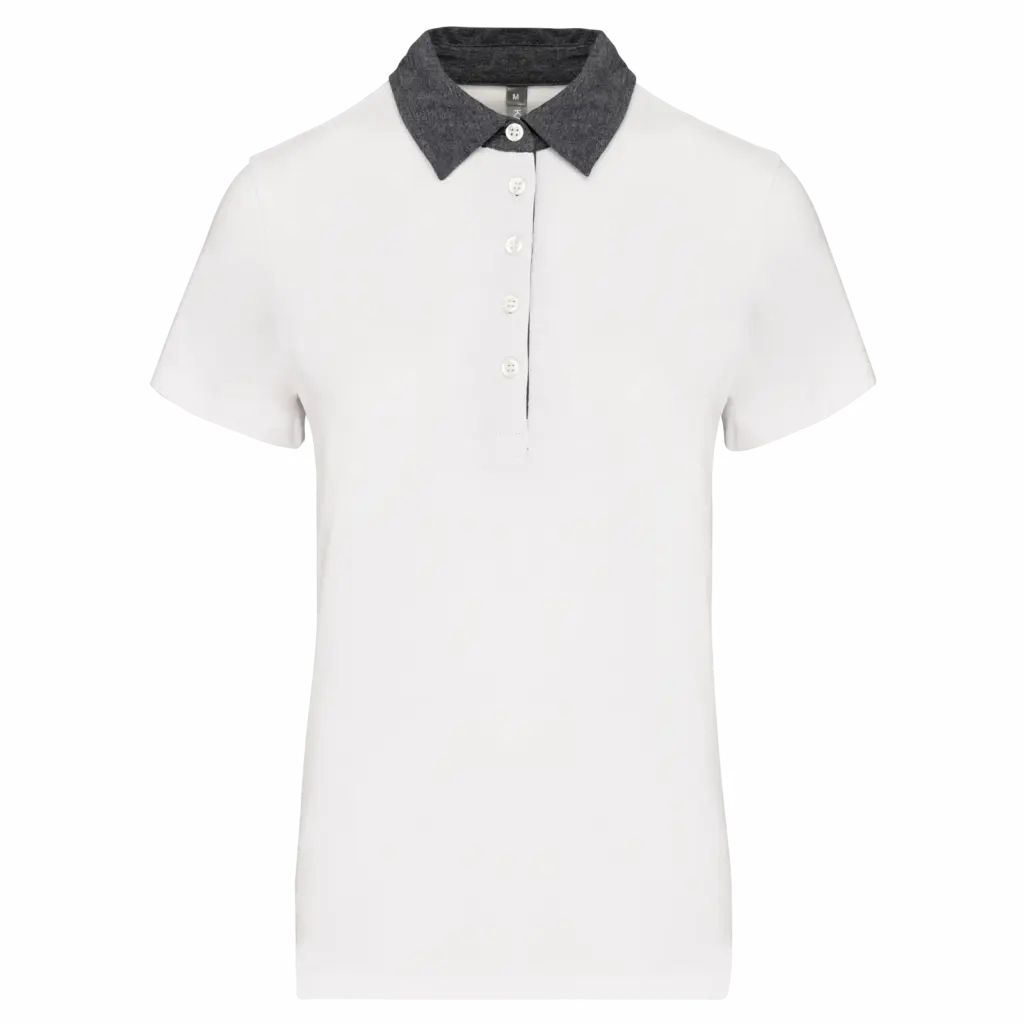 PS_K261_WHITE-DARKGREYHEATHER - Hidalgo-werbeartikel Tweekleurige damespolo jersey, white / dark grey heather — productfoto 15