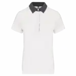 PS_K261_WHITE-DARKGREYHEATHER - Hidalgo-werbeartikel Tweekleurige damespolo jersey, white / dark grey heather — productfoto 15