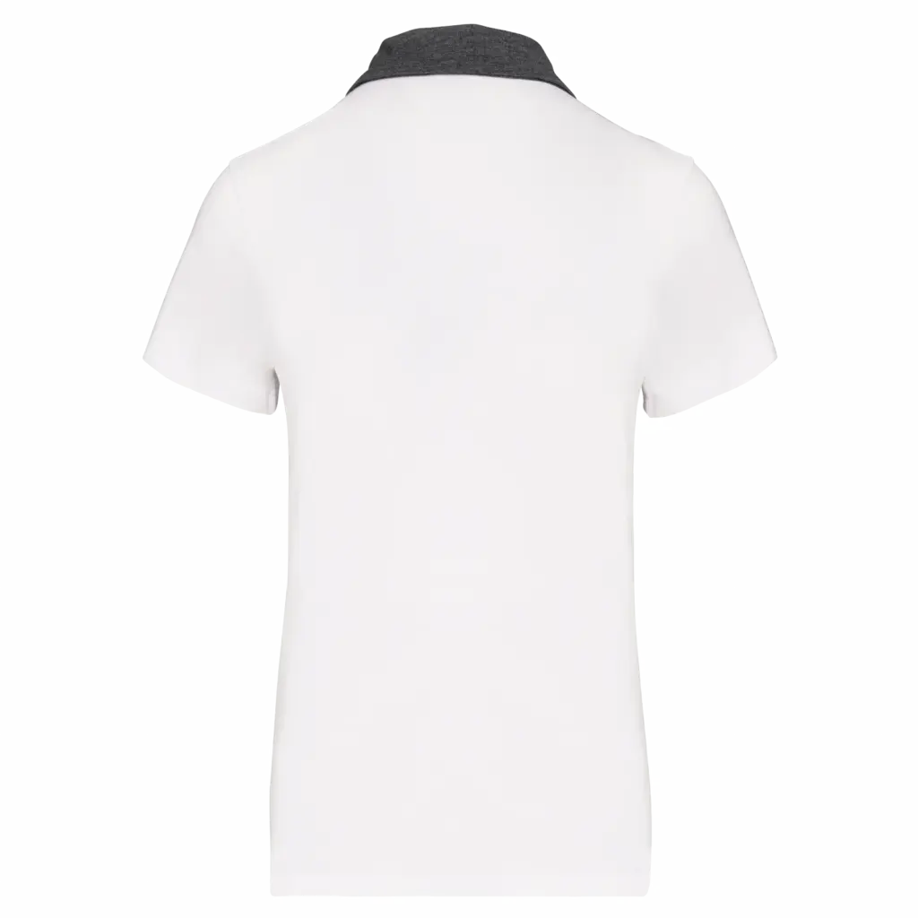 PS_K261-B_WHITE-DARKGREYHEATHER - Hidalgo-werbeartikel Tweekleurige damespolo jersey, white / dark grey heather — productfoto 16