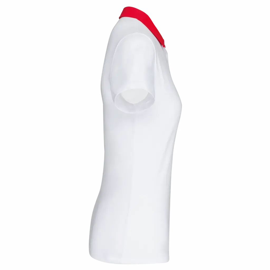 PS_K261-S_WHITE-RED - Hidalgo-werbeartikel Tweekleurige damespolo jersey, white / red — productfoto 19