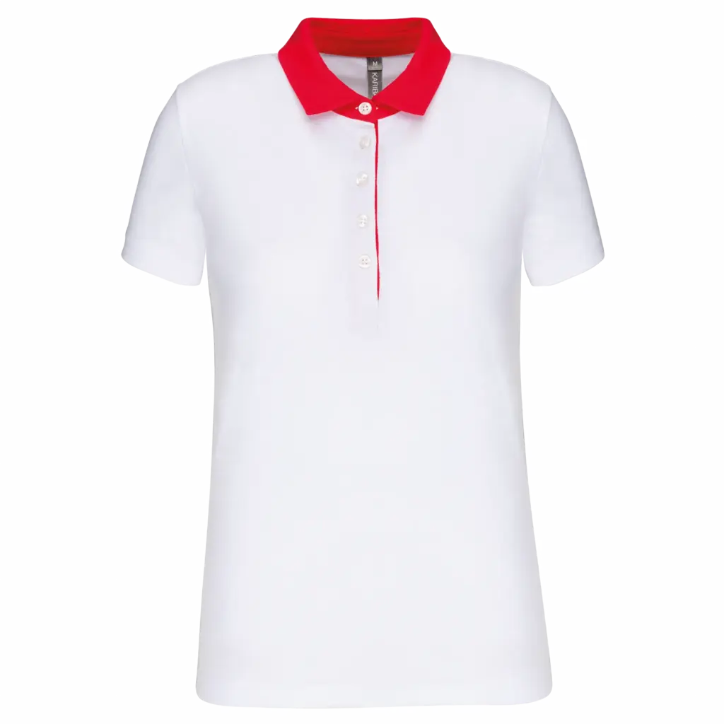 PS_K261_WHITE-RED - Hidalgo-werbeartikel Tweekleurige damespolo jersey, white / red — productfoto 20