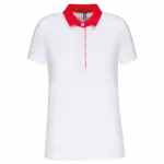 PS_K261_WHITE-RED - Hidalgo-werbeartikel Tweekleurige damespolo jersey, white / red — productfoto 20